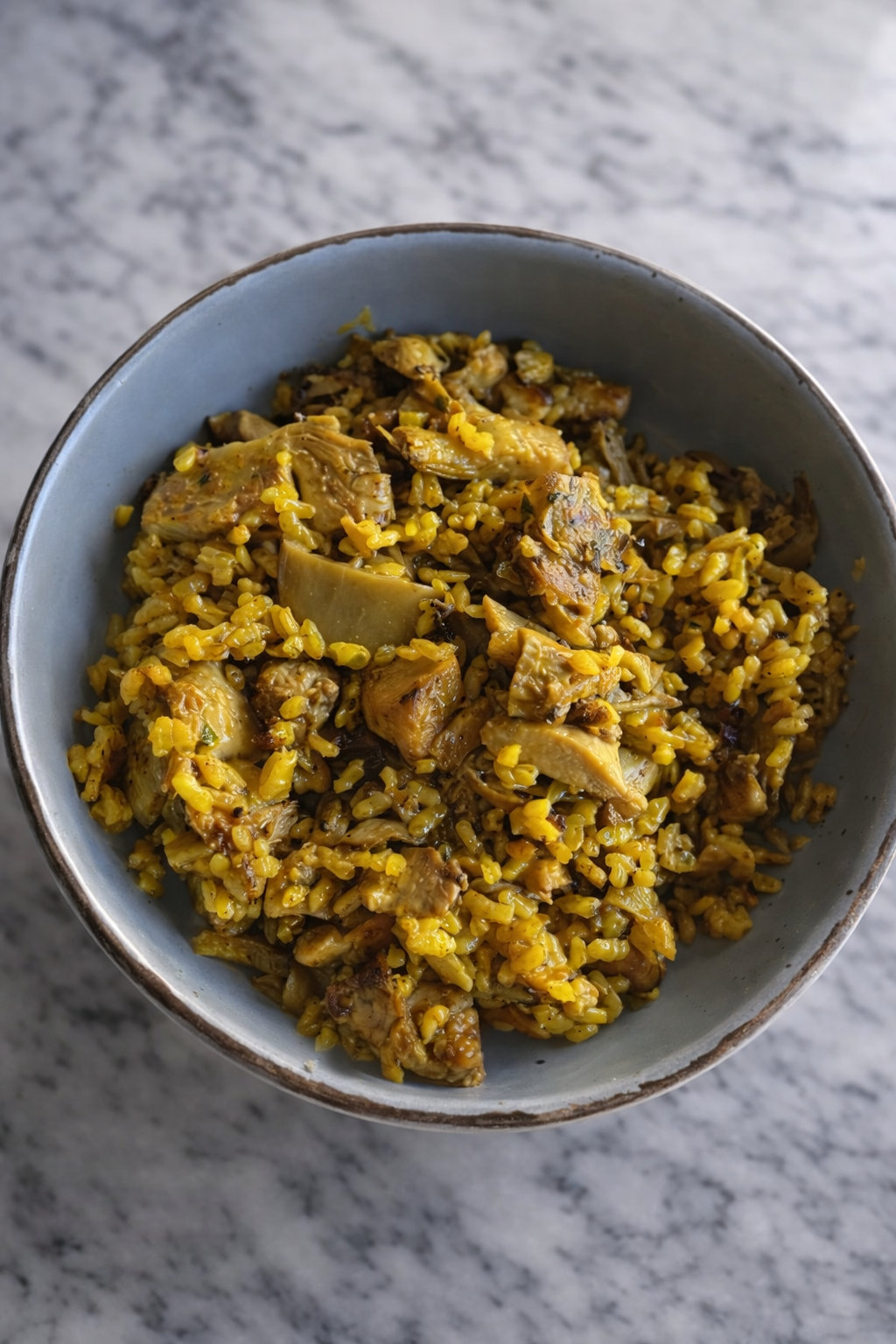 Arroz con setas, alcachofas y pollo — NutriPolo