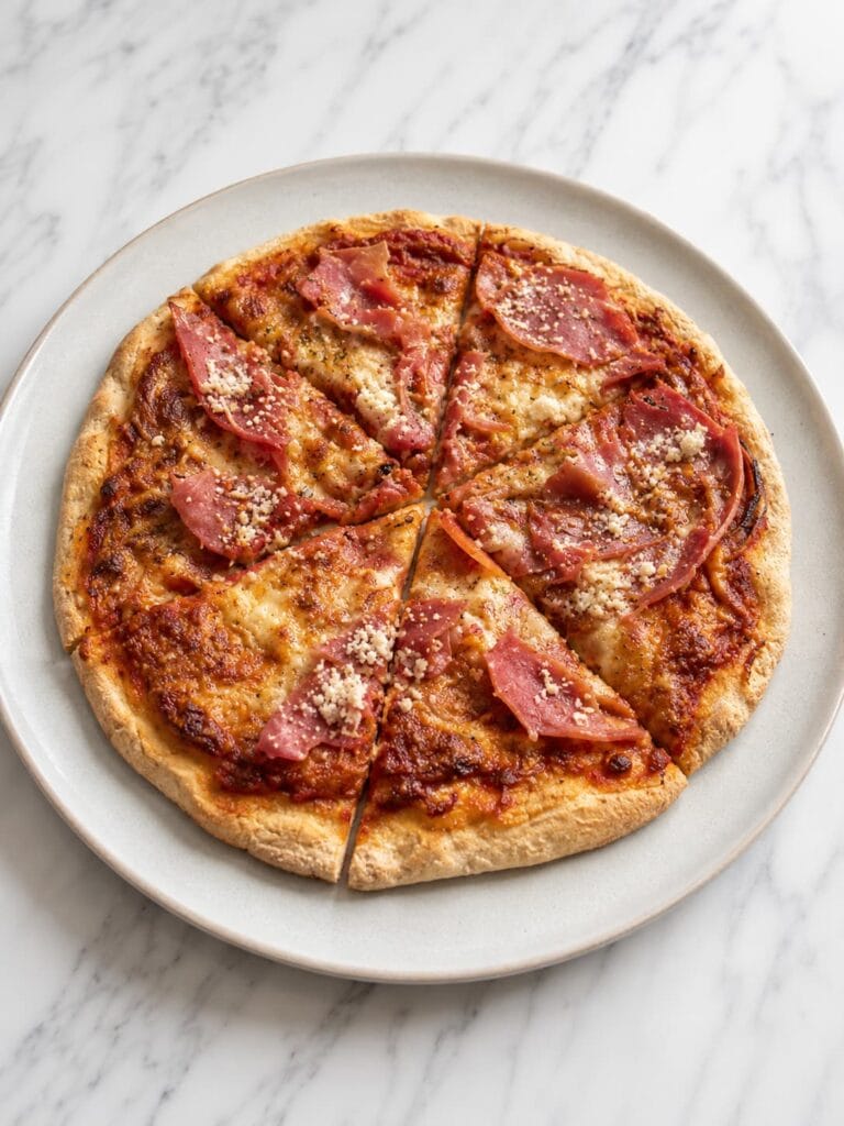 Pizza con base de avena saludable