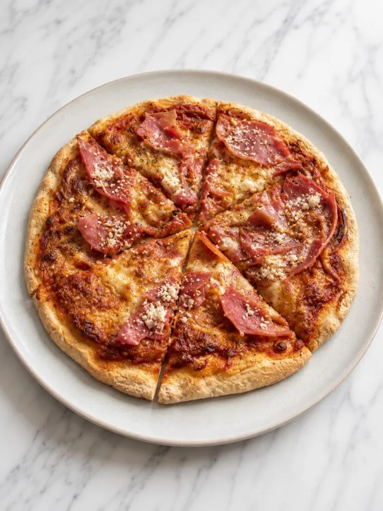Pizza con base de avena saludable