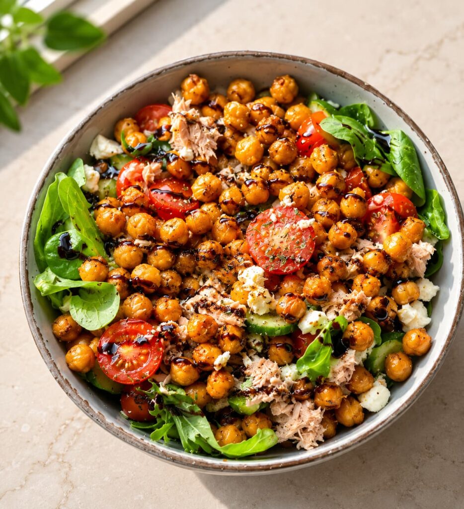 Ensalada de garbanzos crujientes