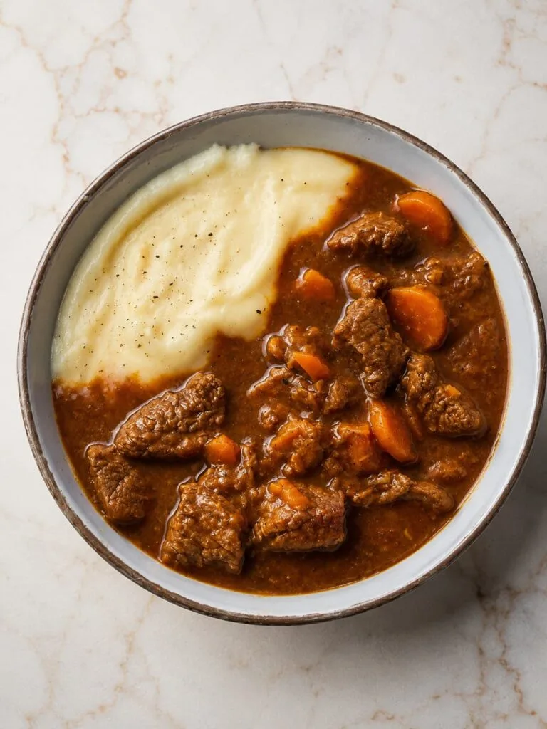 Estofado de ternera con puré de patata